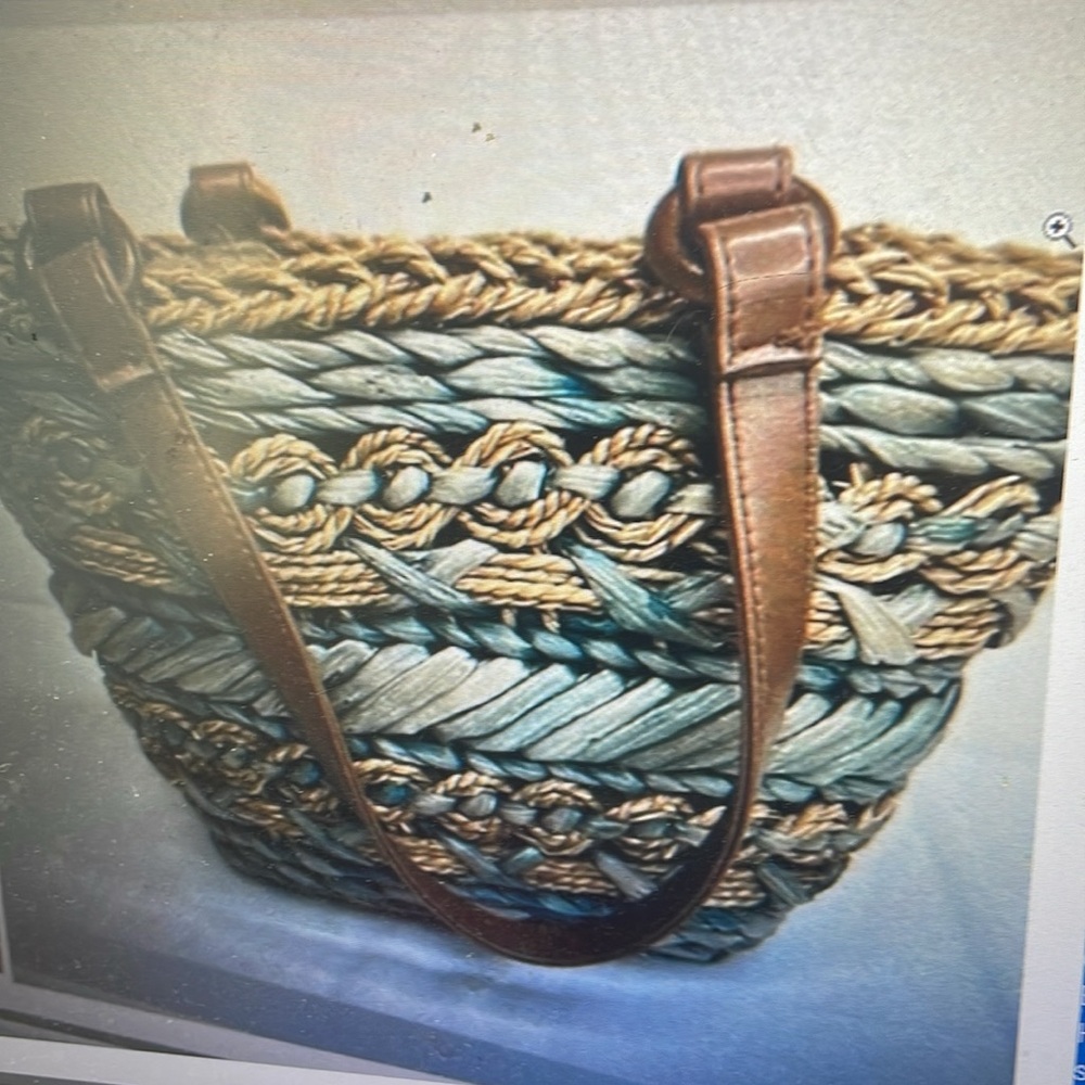 Cappelli Straworld Blue Woven Straw Handbag